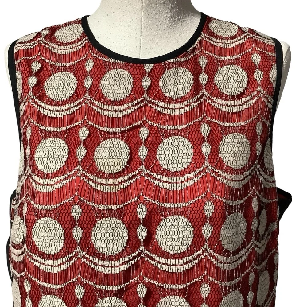 HUNTER BELL‎ Maraschino Lace Fit & Flare Dress Size 14 Altered Red White